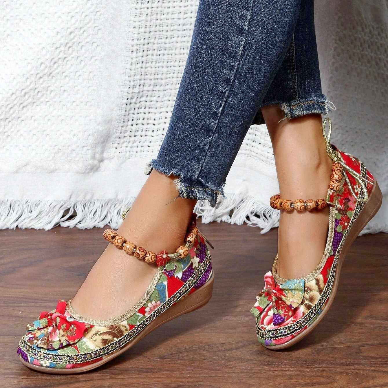 Kana - Floral Print Flat Shoes