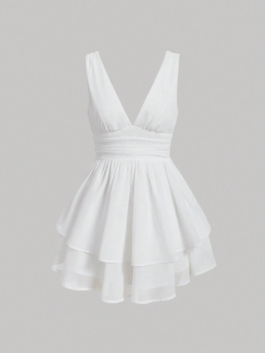 Grace - Plain dress with gathered waist