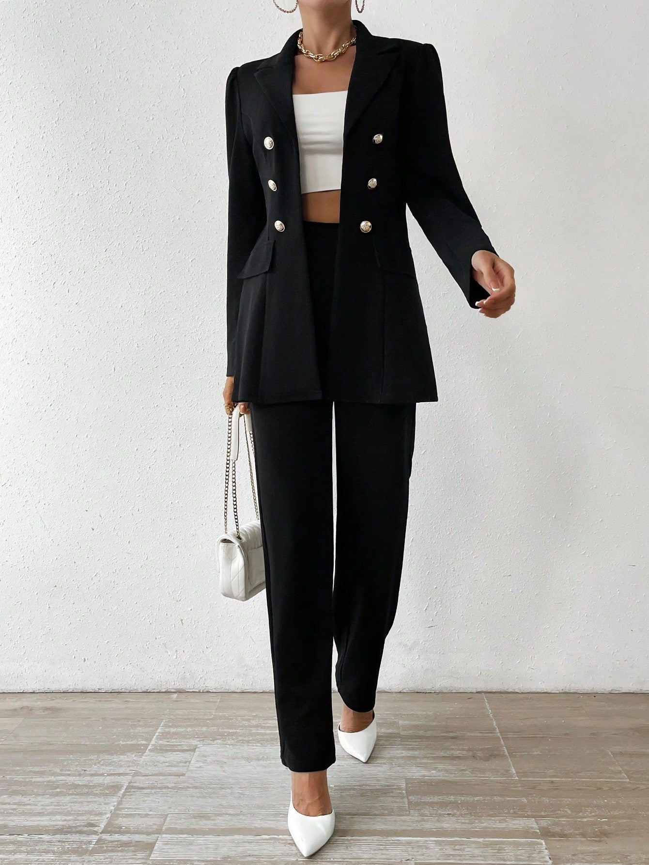 Marina - Lapel Jacket And Pants Set