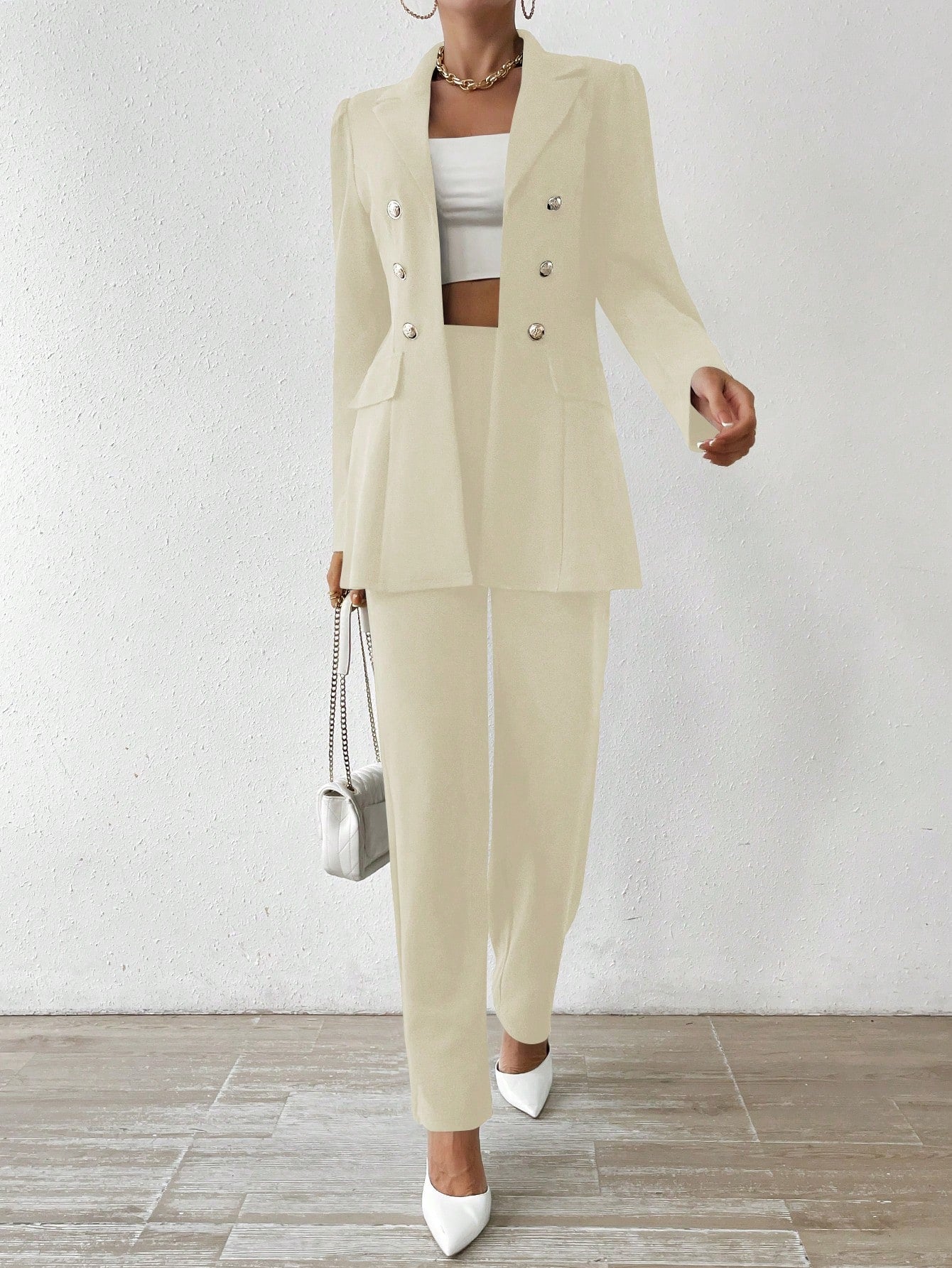 Marina - Lapel Jacket And Pants Set