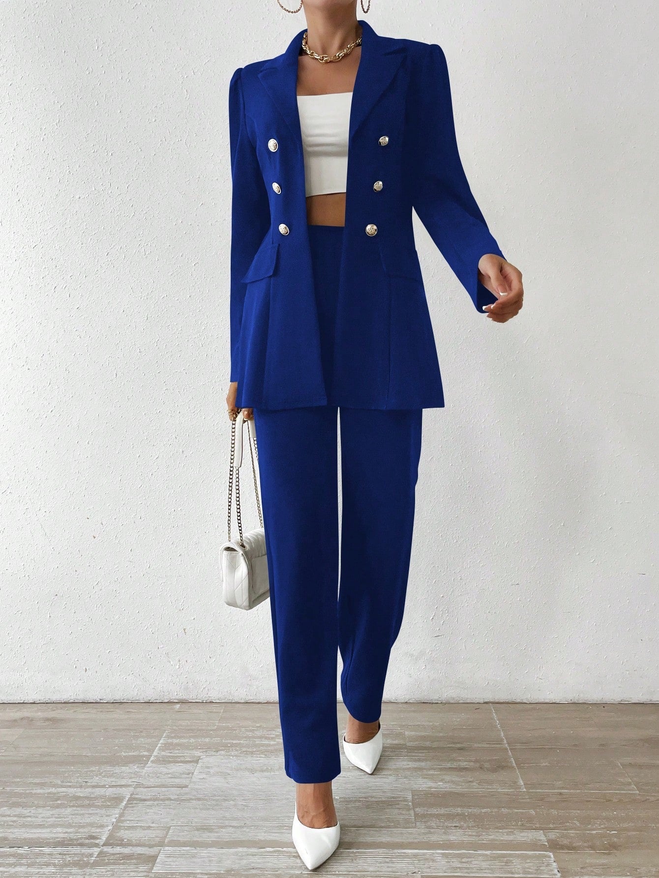 Marina - Lapel Jacket And Pants Set