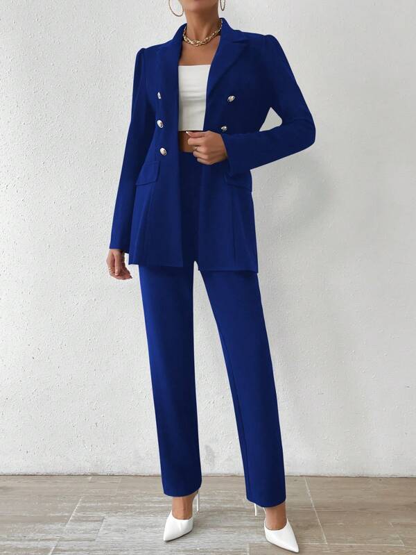 Marina - Lapel Jacket And Pants Set