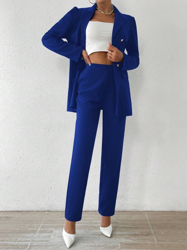 Marina - Lapel Jacket And Pants Set