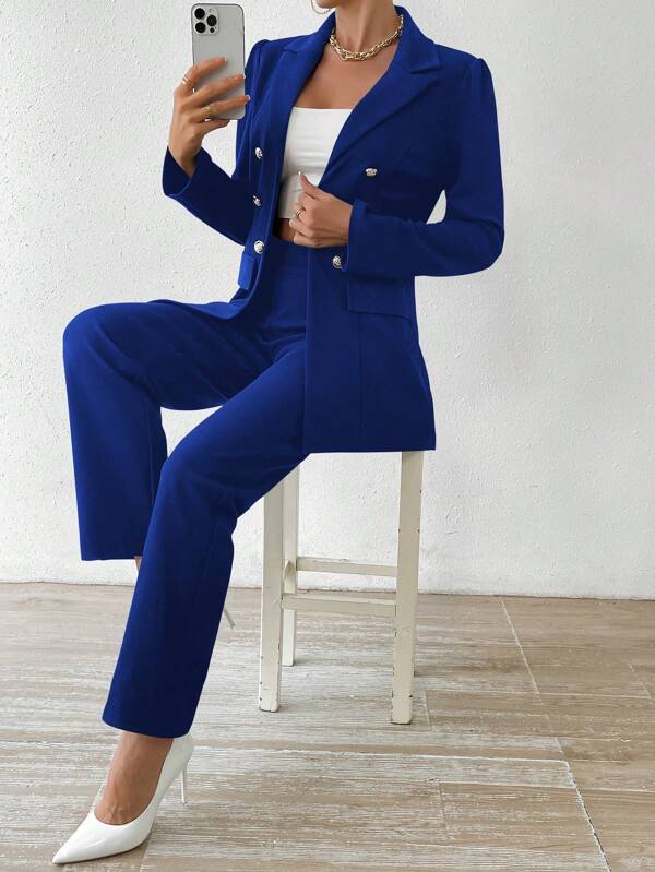 Marina - Lapel Jacket And Pants Set