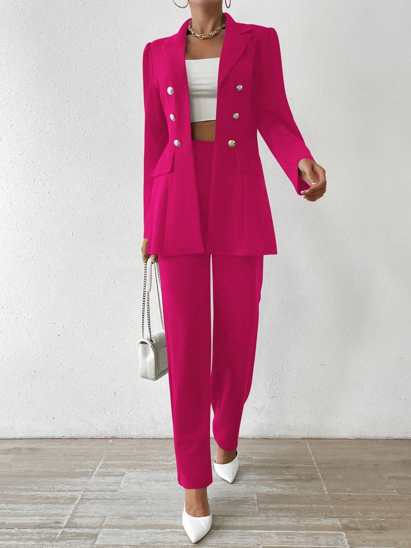Marina - Lapel Jacket And Pants Set