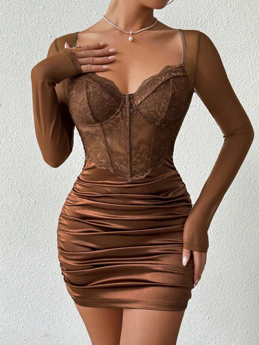 Kalina - Lace and Mesh Mini Dress
