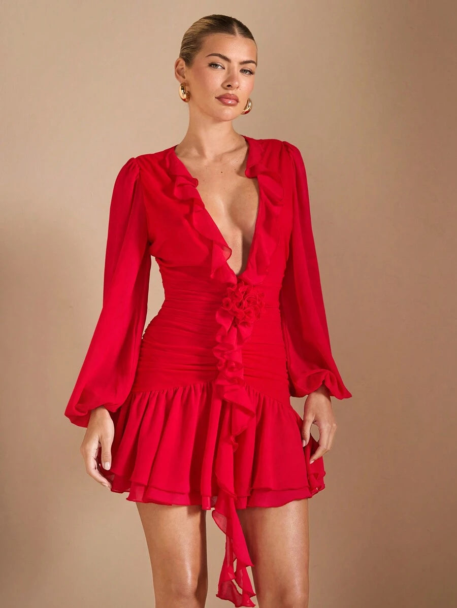 Gracelyn – Floral Ruffle Mini Dress