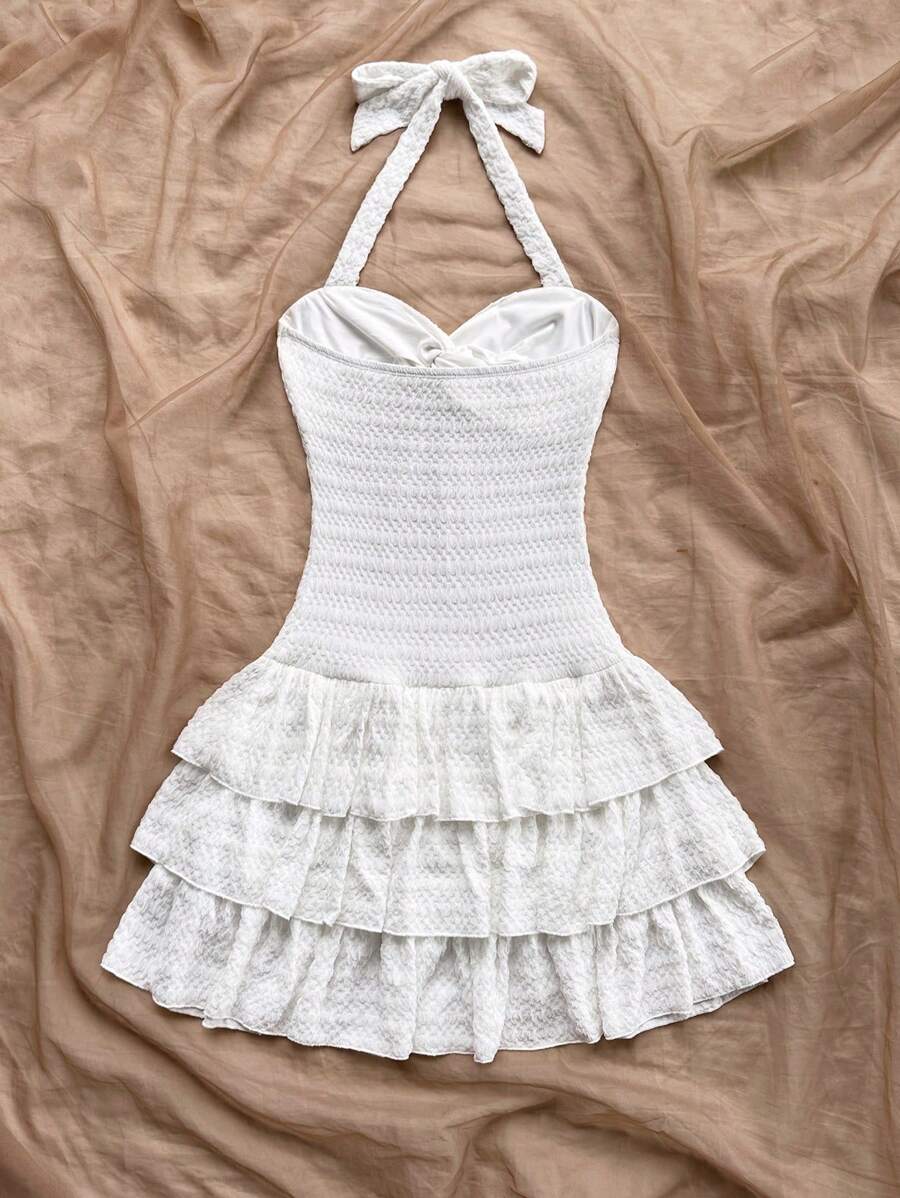 Rosalie - Halter Neck Pleated Mini Dress