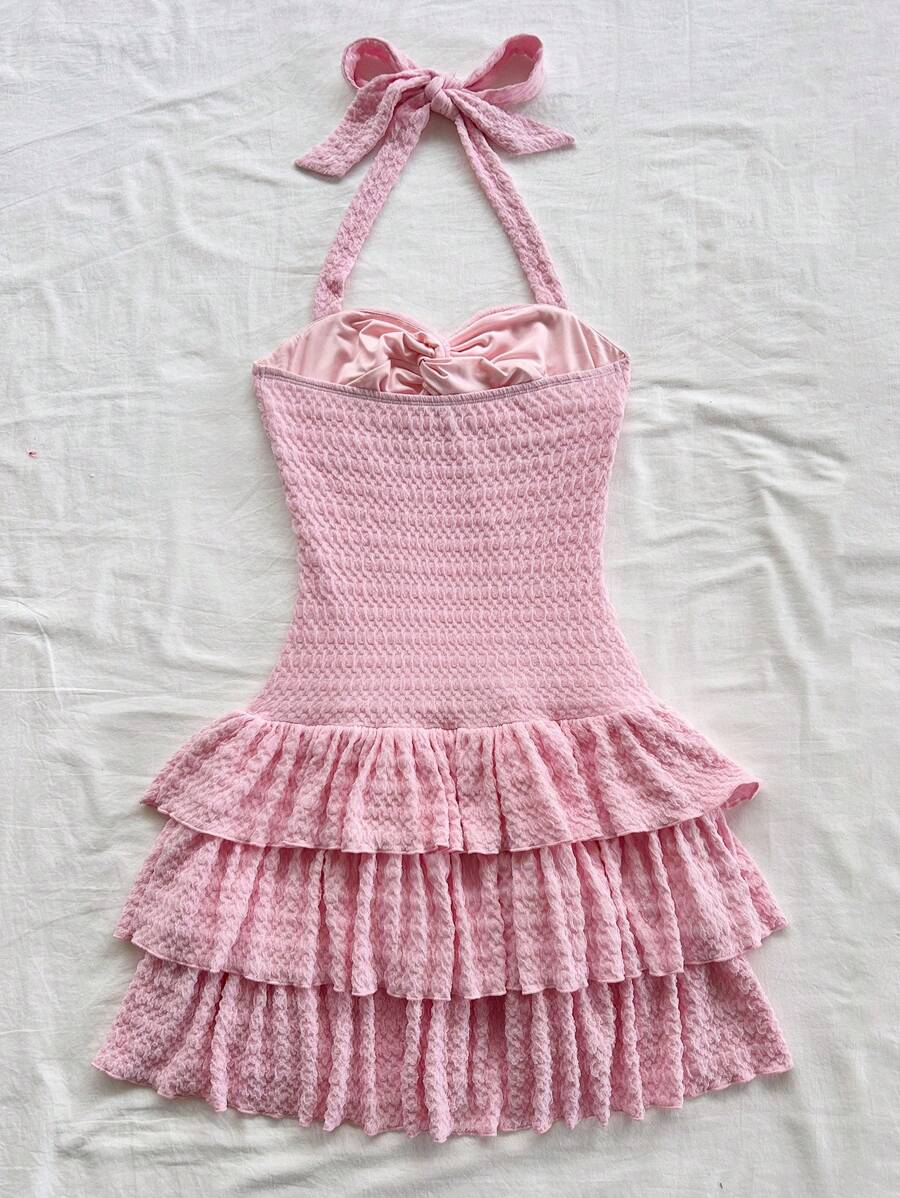 Rosalie - Halter Neck Pleated Mini Dress
