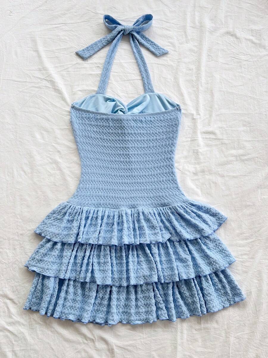 Rosalie - Halter Neck Pleated Mini Dress