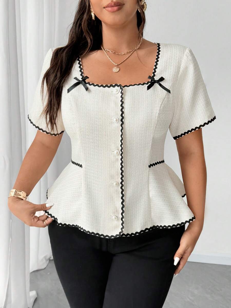Soraya - Plus Size Blouse with Square Neckline