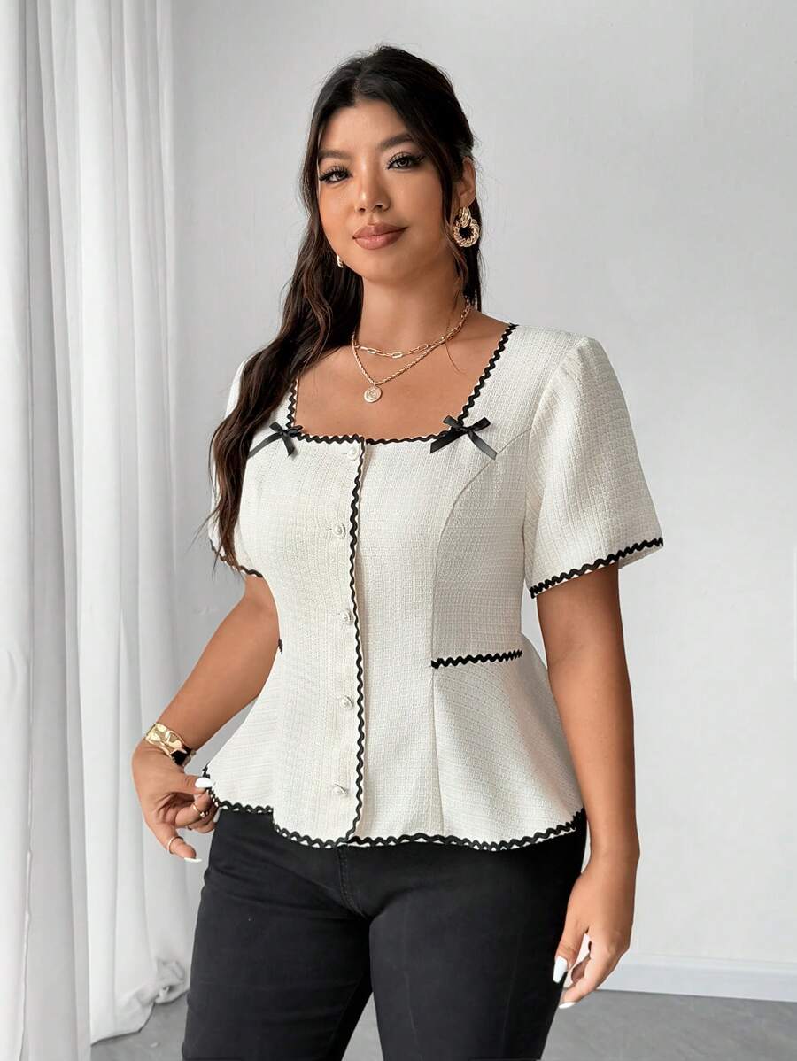 Soraya - Plus Size Blouse with Square Neckline