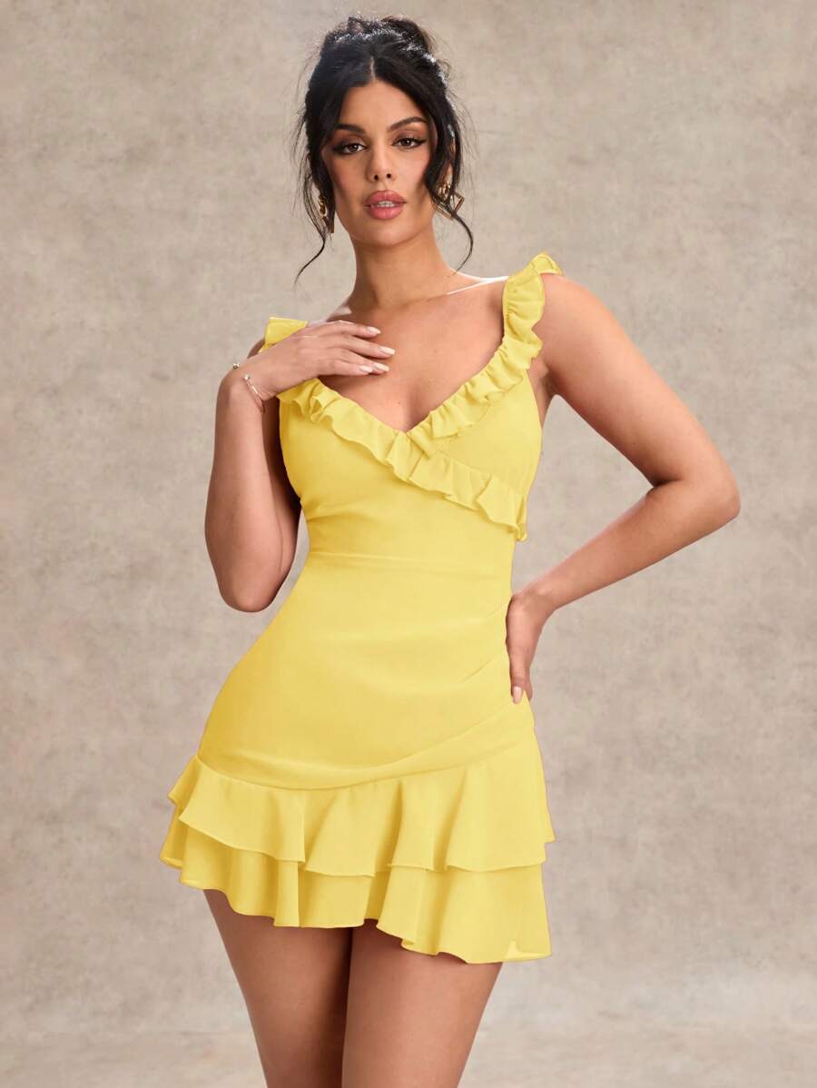 Colene - Red Ruffle Mini Dress