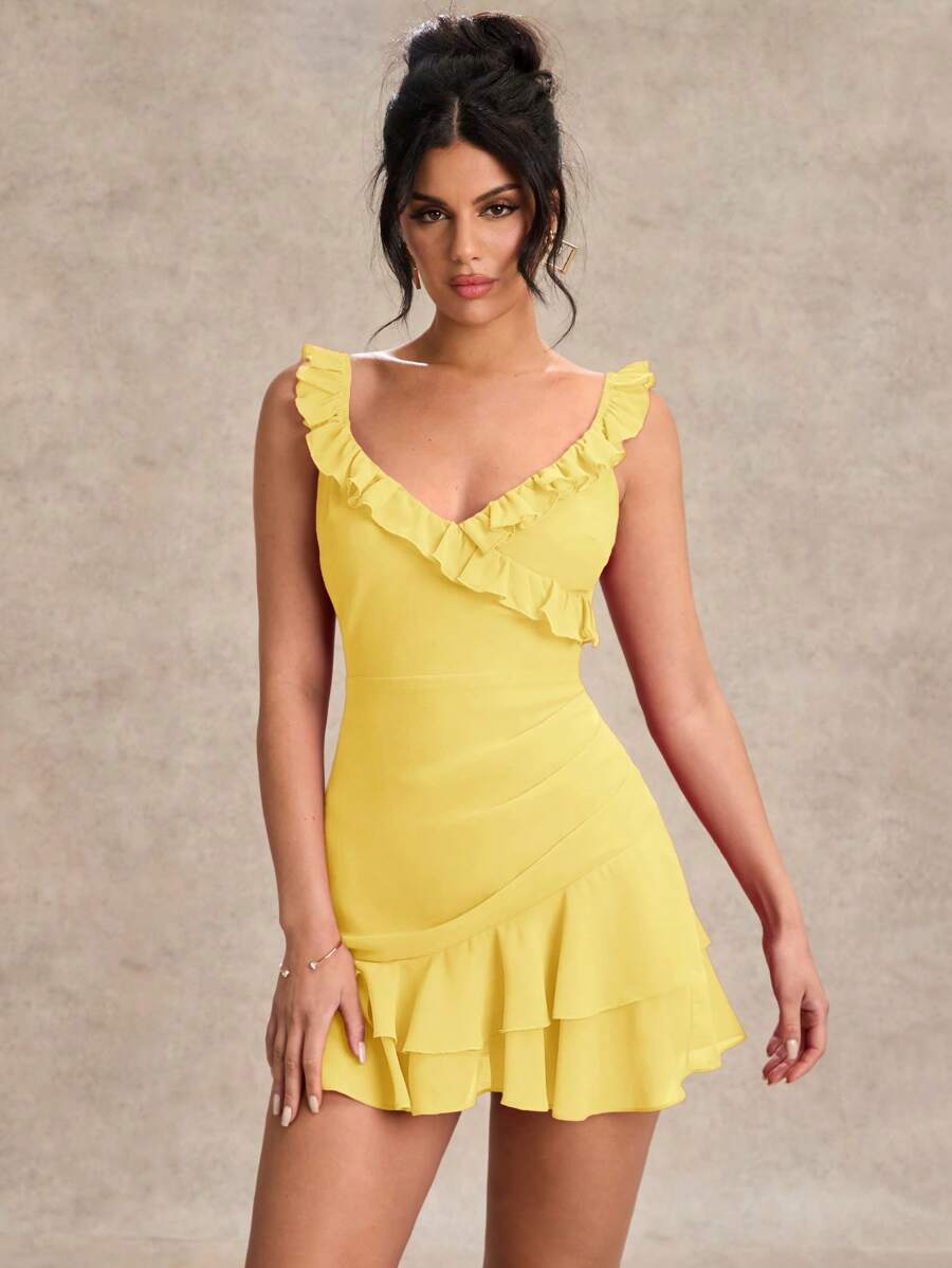 Colene - Red Ruffle Mini Dress