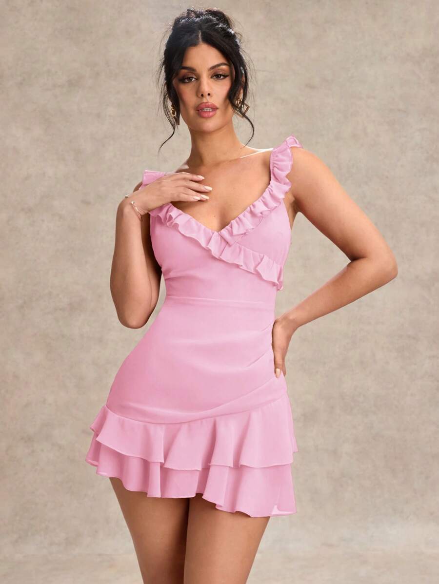 Colene - Red Ruffle Mini Dress