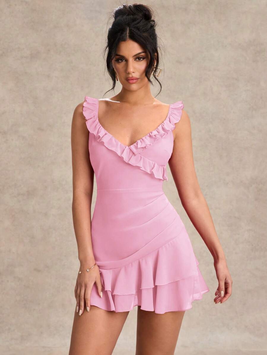 Colene - Red Ruffle Mini Dress