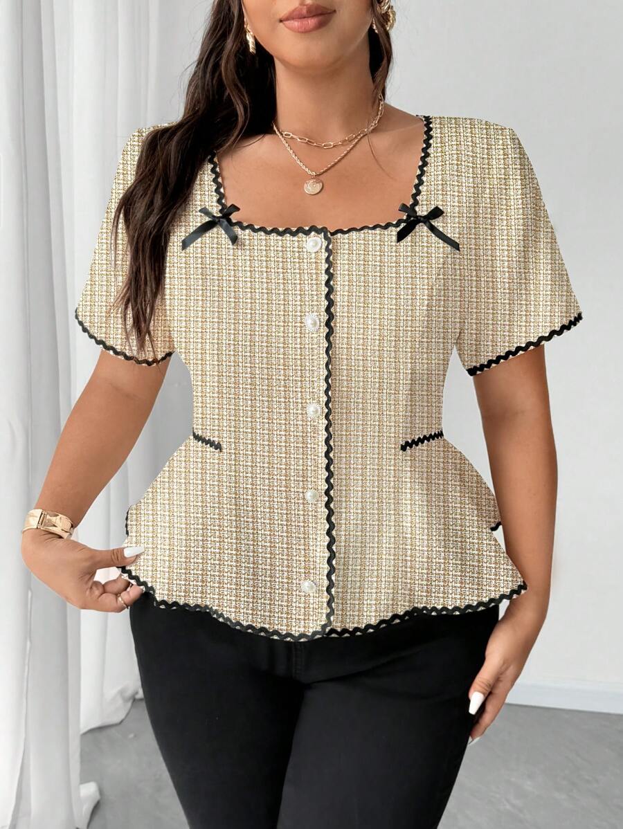 Soraya - Plus Size Blouse with Square Neckline
