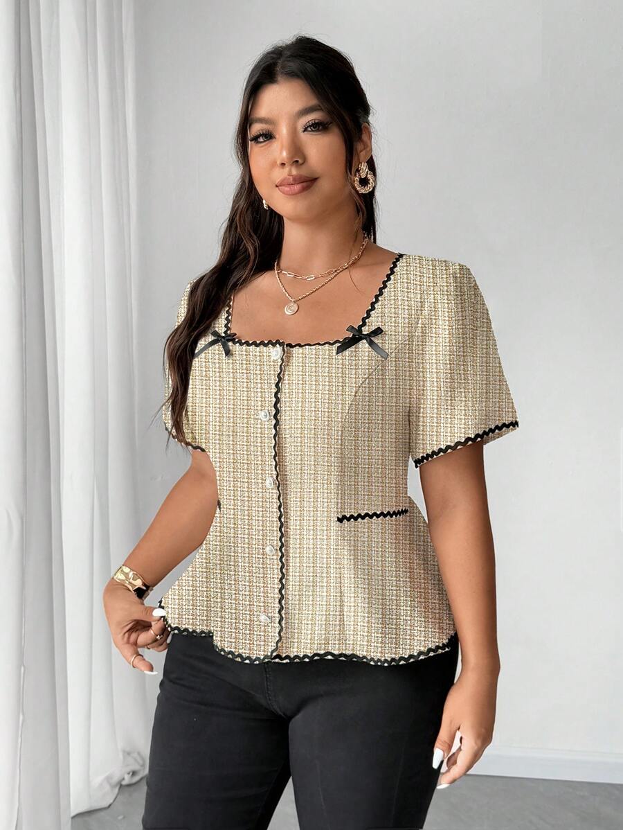 Soraya - Plus Size Blouse with Square Neckline
