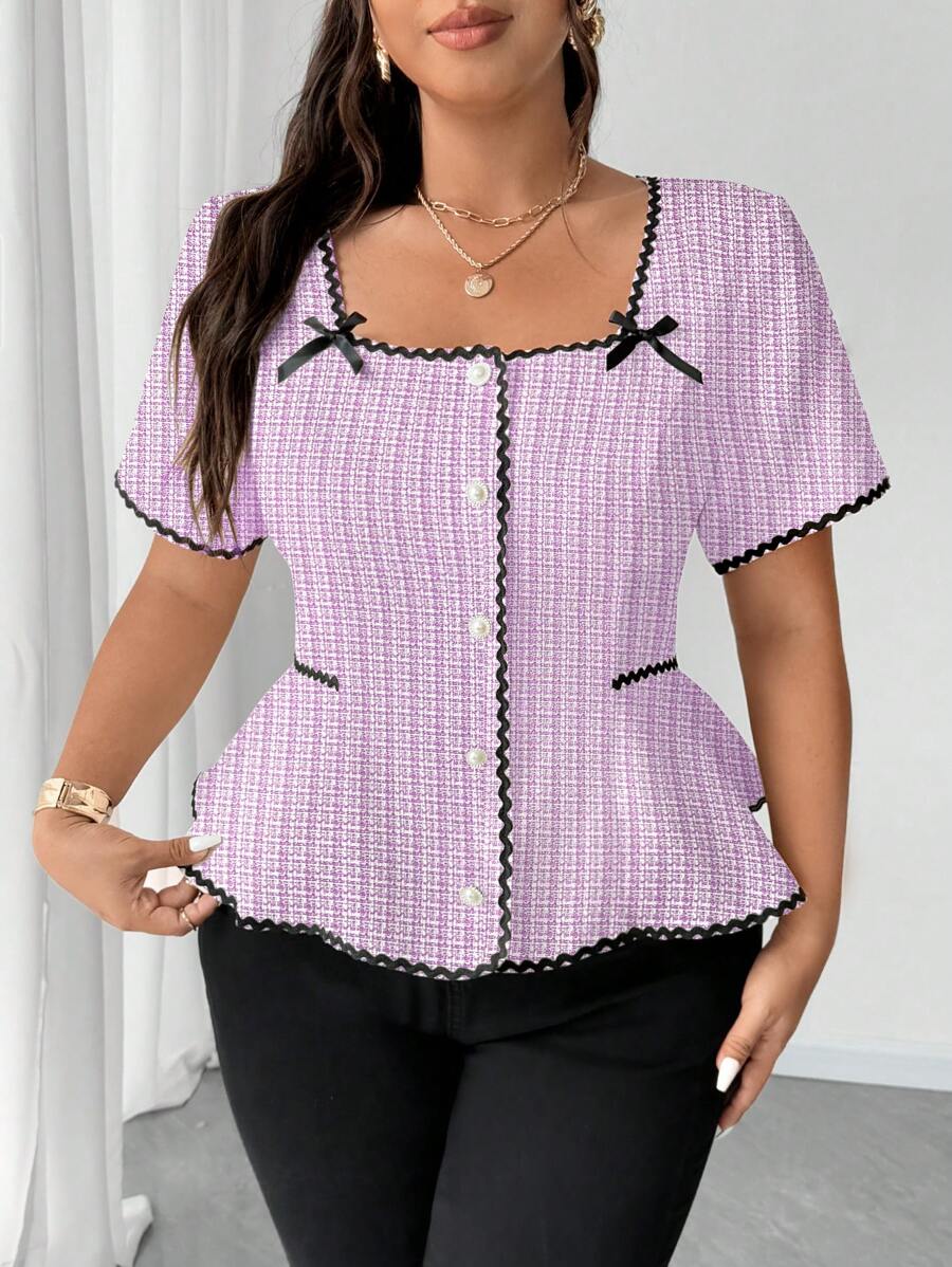 Soraya - Plus Size Blouse with Square Neckline