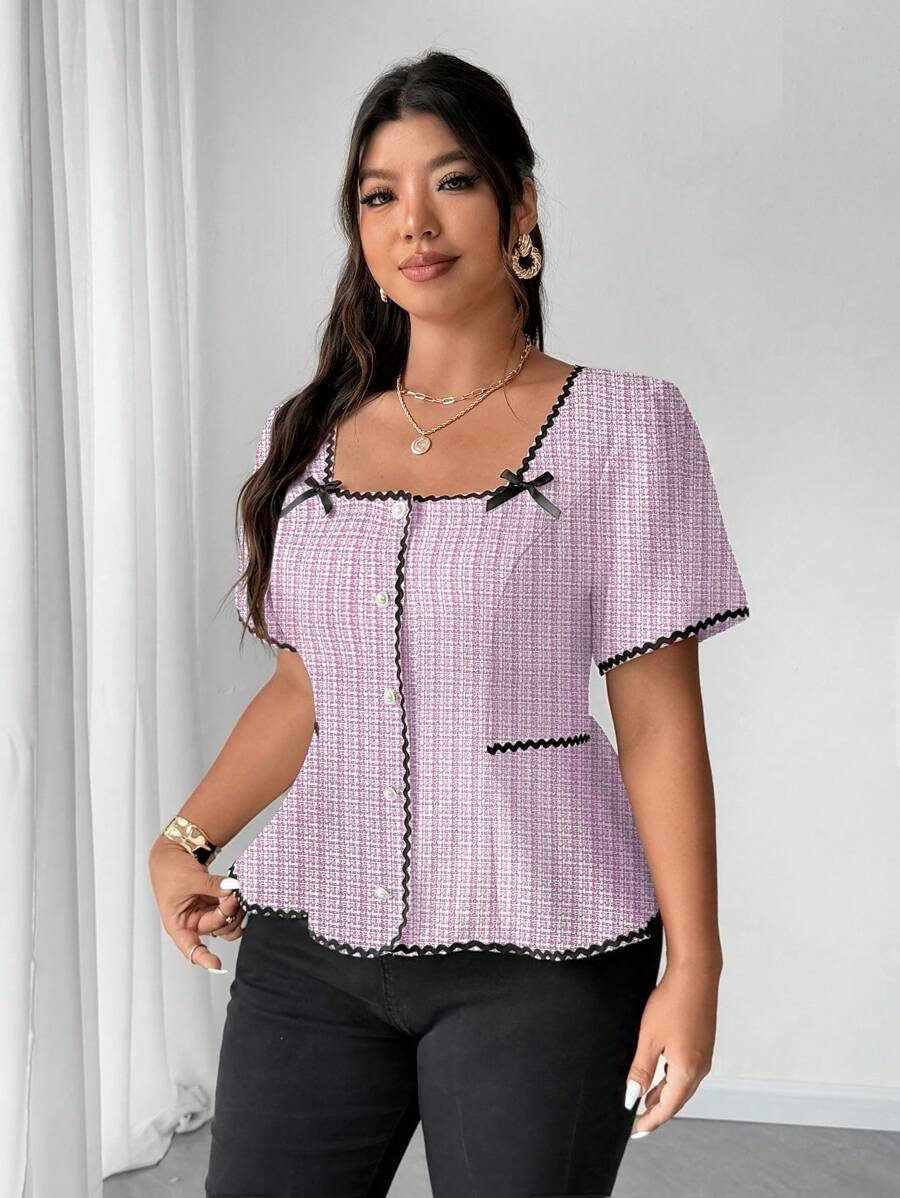 Soraya - Plus Size Blouse with Square Neckline