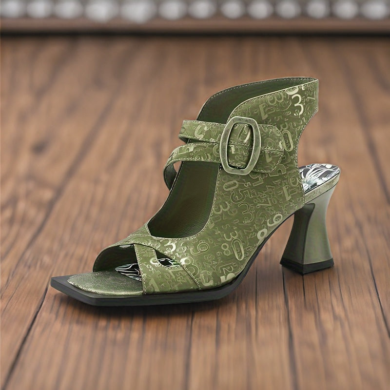 Everly - Floral Print Open-Toeiator Sandals