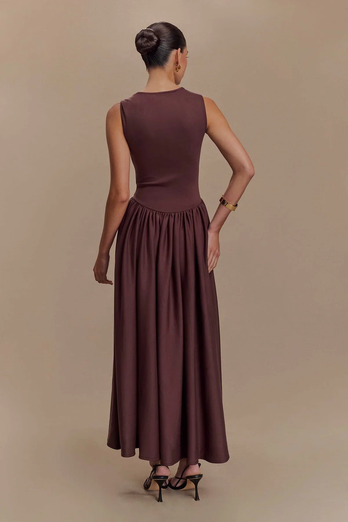 Serena Line Midi Dress - Cocoa Brown
