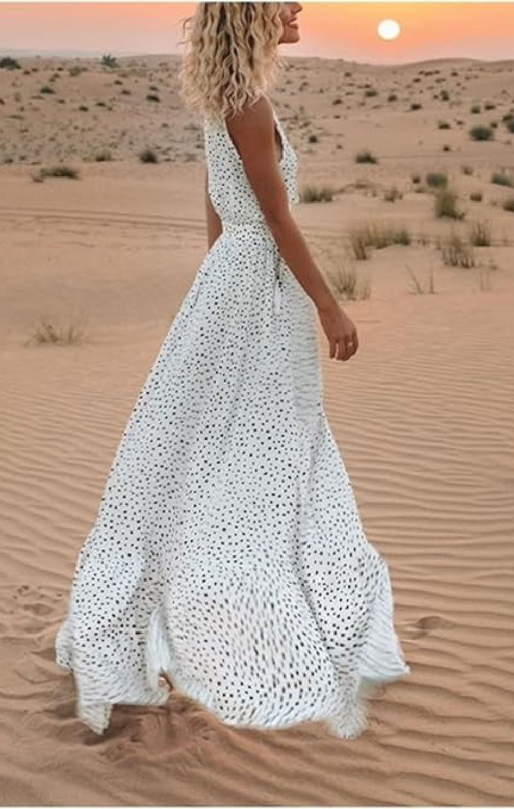 Ava - Bohemian Polka Dot Maxi Dress