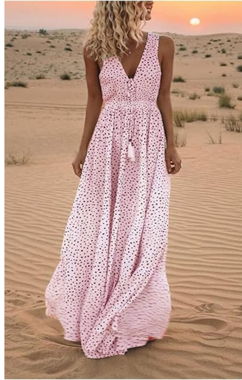 Ava - Bohemian Polka Dot Maxi Dress