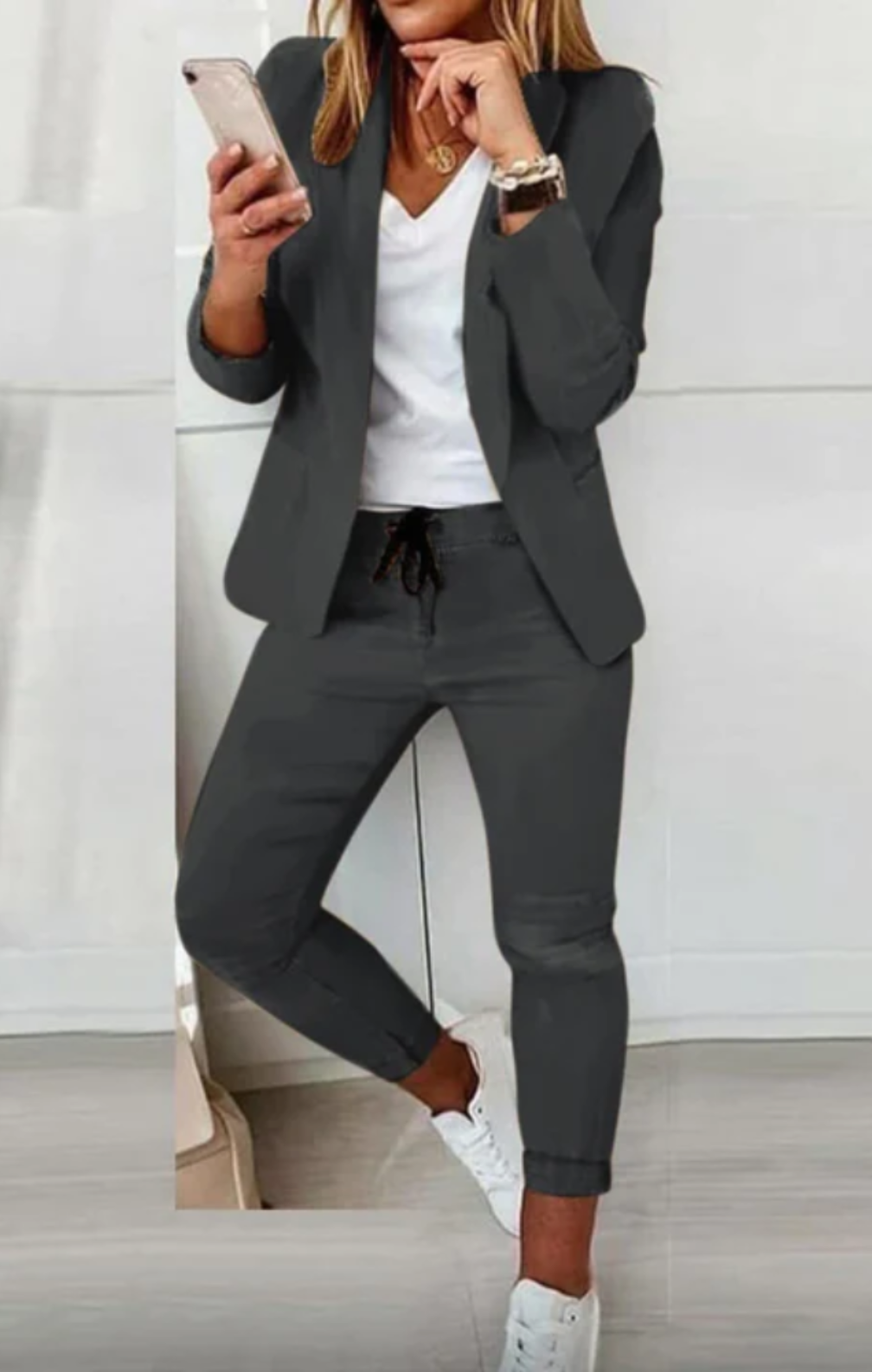Andrea - Blazer And Tapered Pants Set