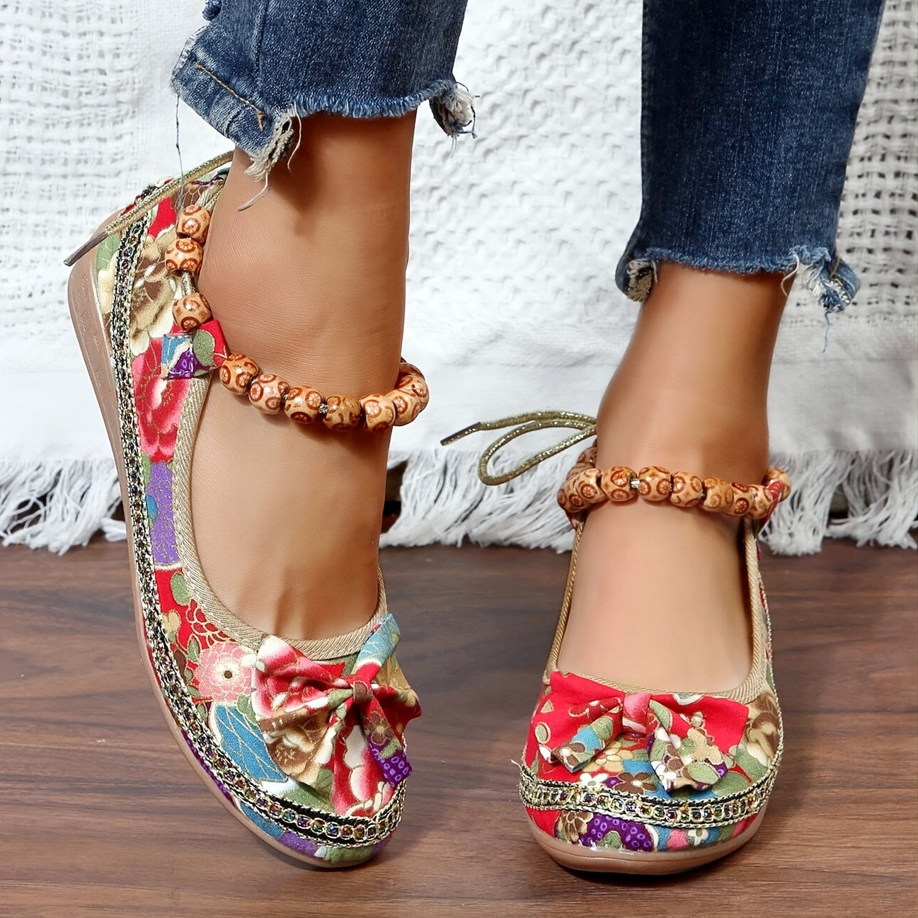Kana - Floral Print Flat Shoes