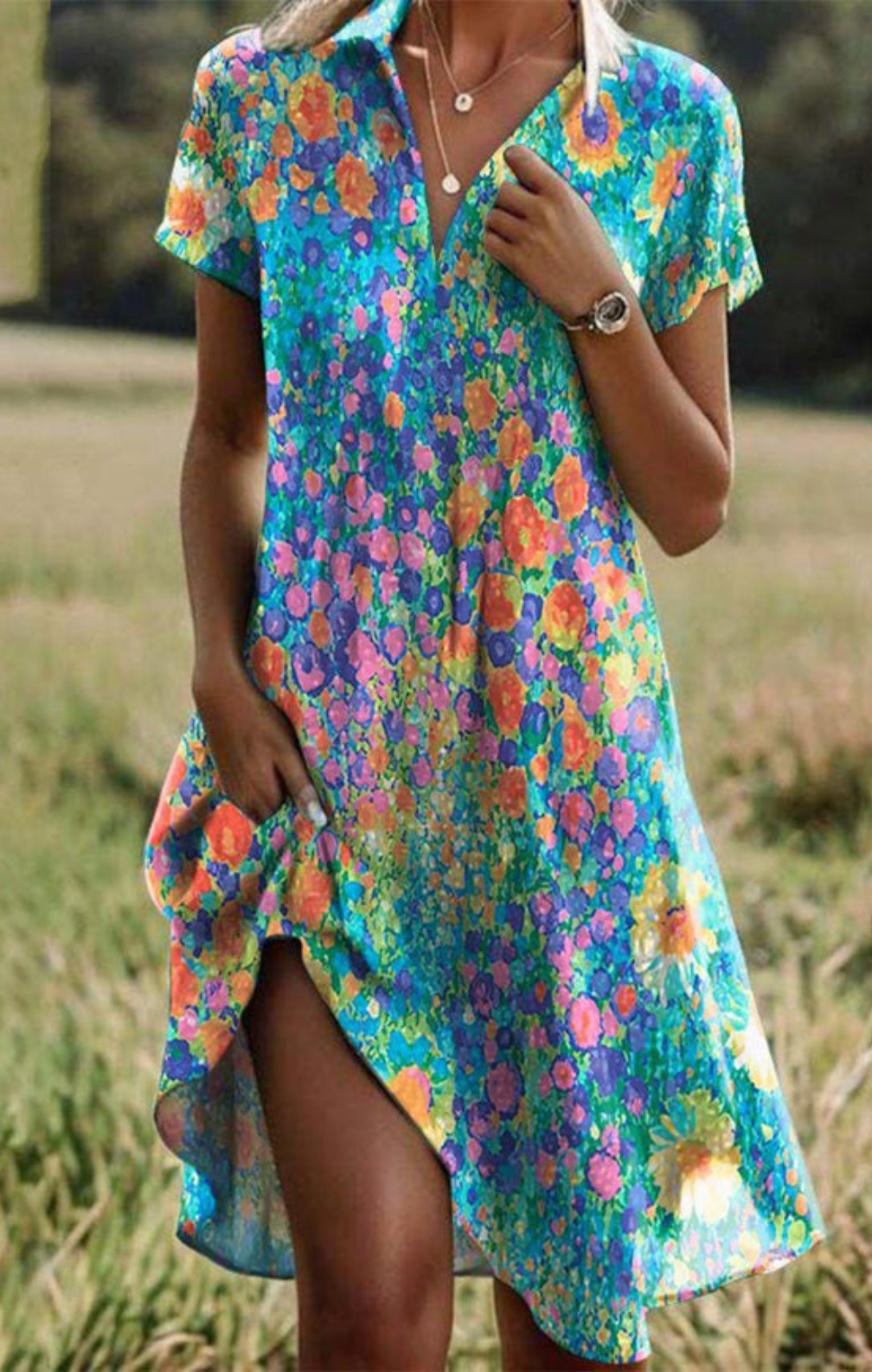 Taylor - Vintage Bohemian V-Neck Dress