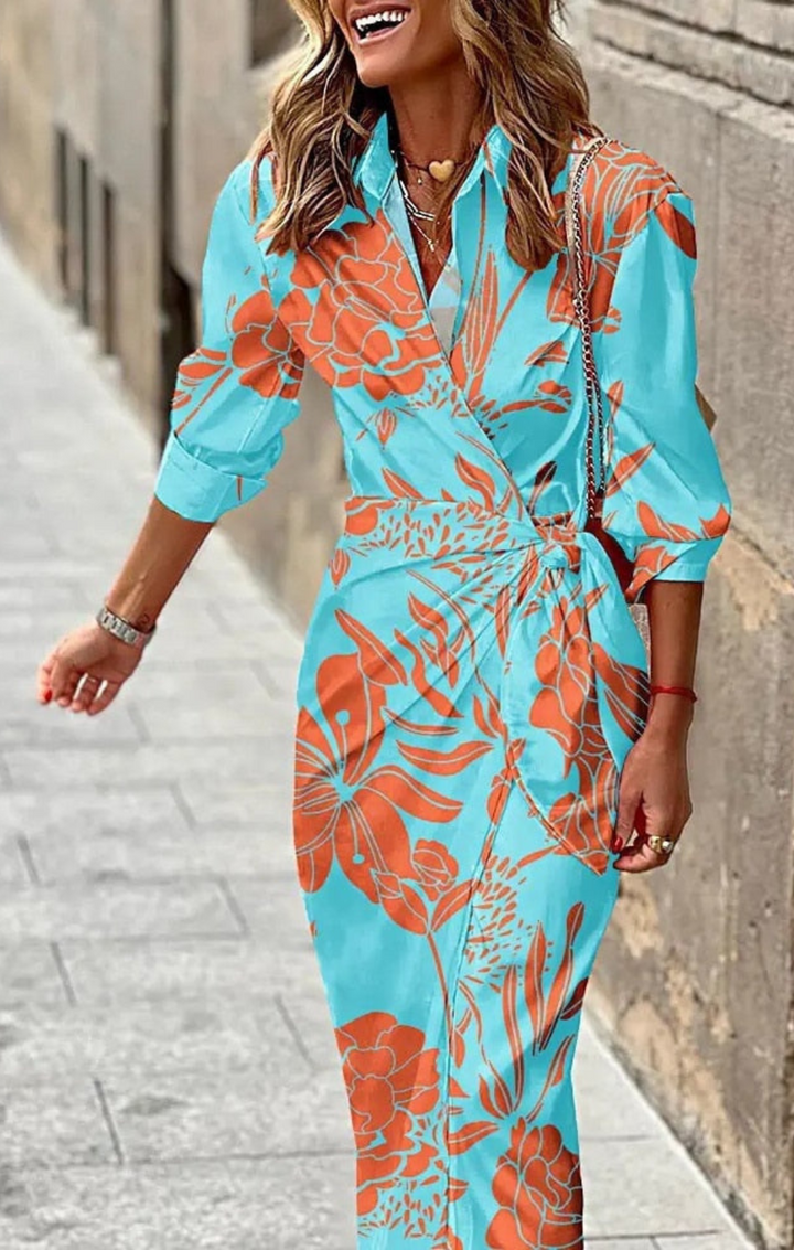 Amanda | Striped Midi Shirt Dress