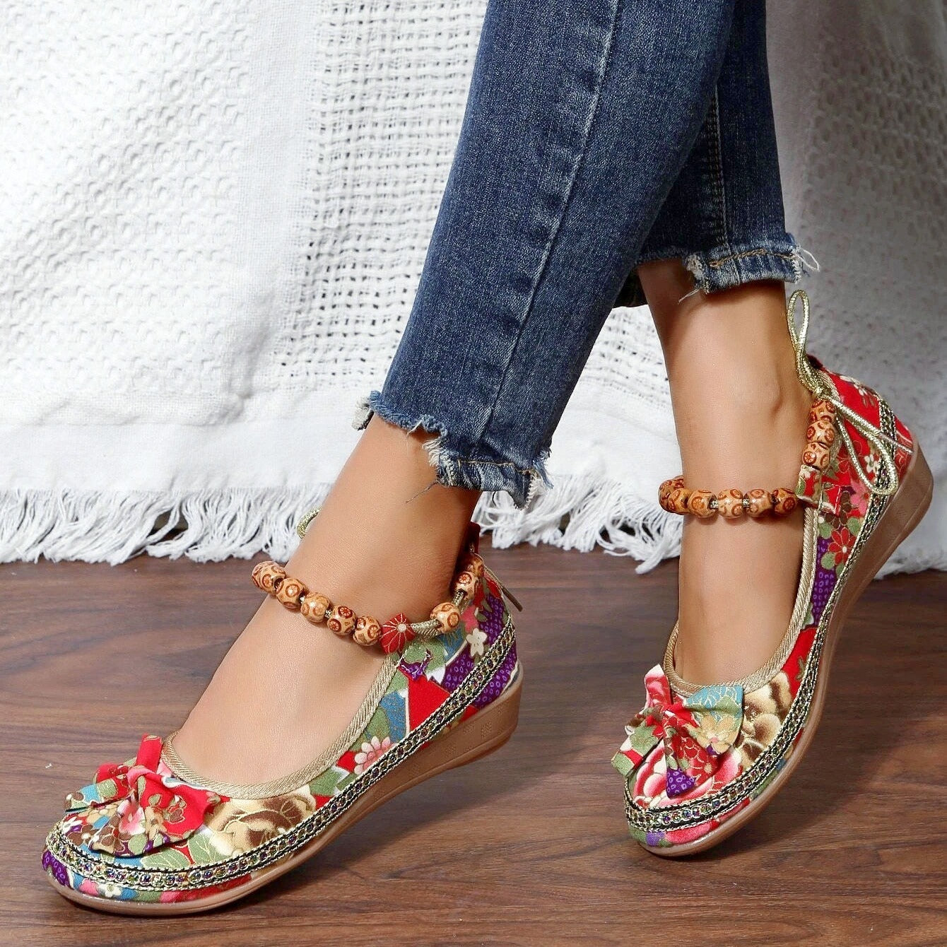 Kana - Floral Print Flat Shoes