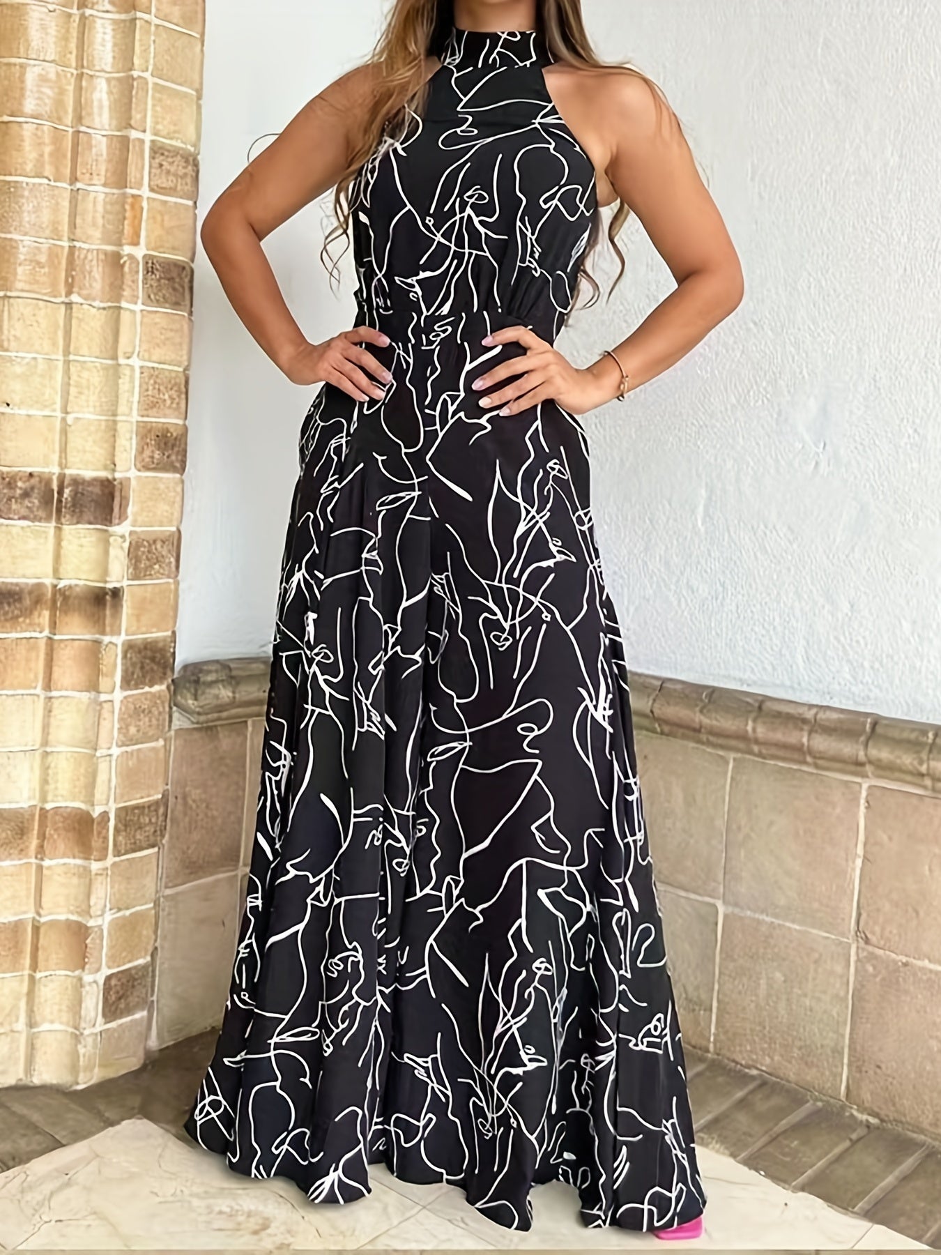 Sandrine - Abstract Print Wide Leg Jumpsuit
