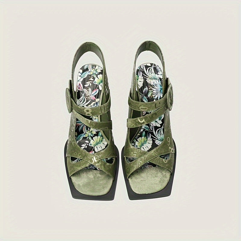 Everly - Floral Print Open-Toeiator Sandals