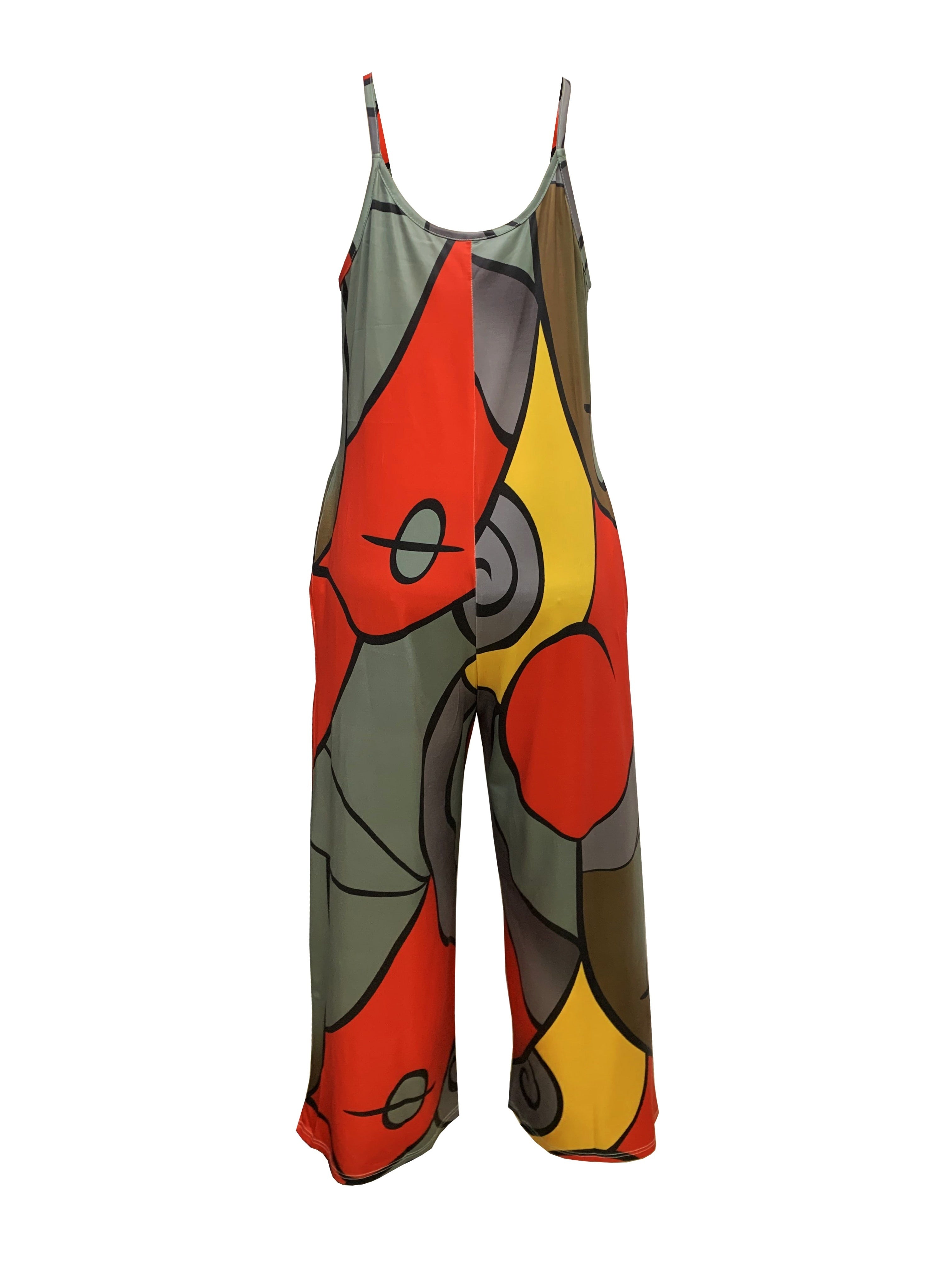 Avalyn - Casual Color Block Print Jumpsuit
