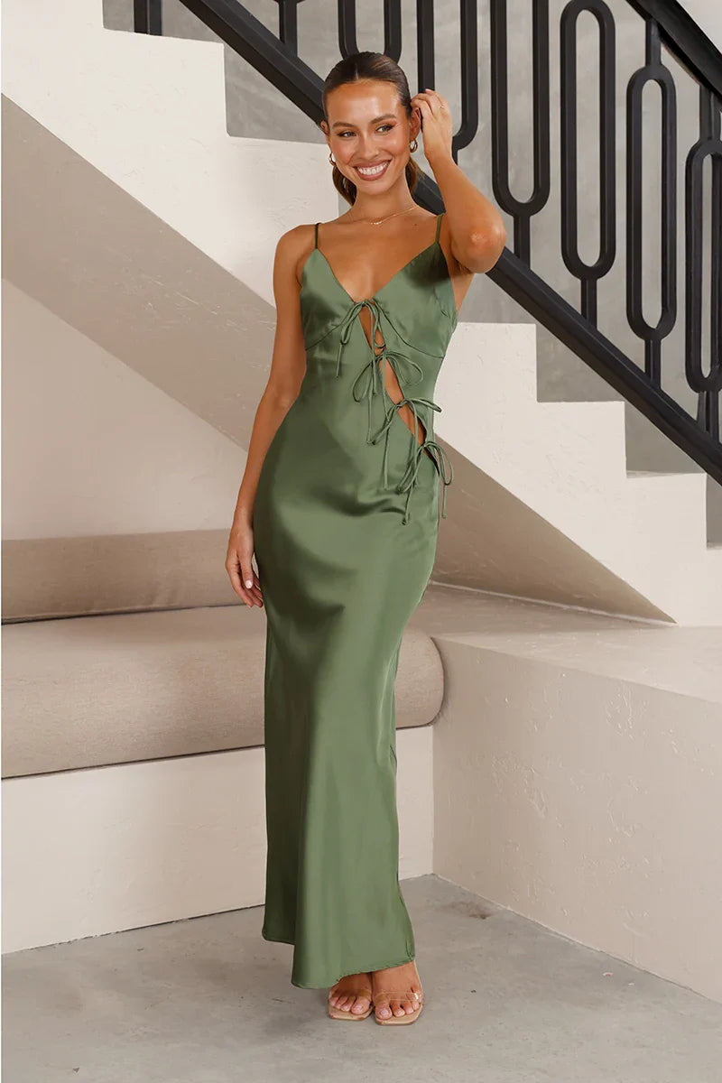 Serene Night Long Dress - Olive