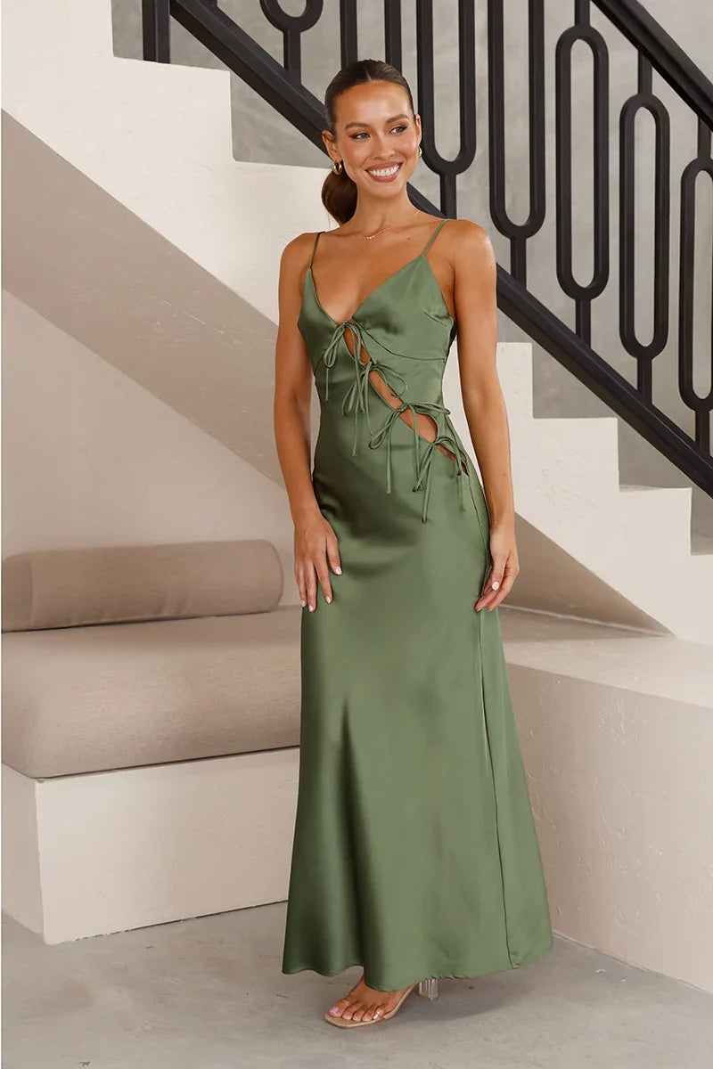 Serene Night Long Dress - Olive