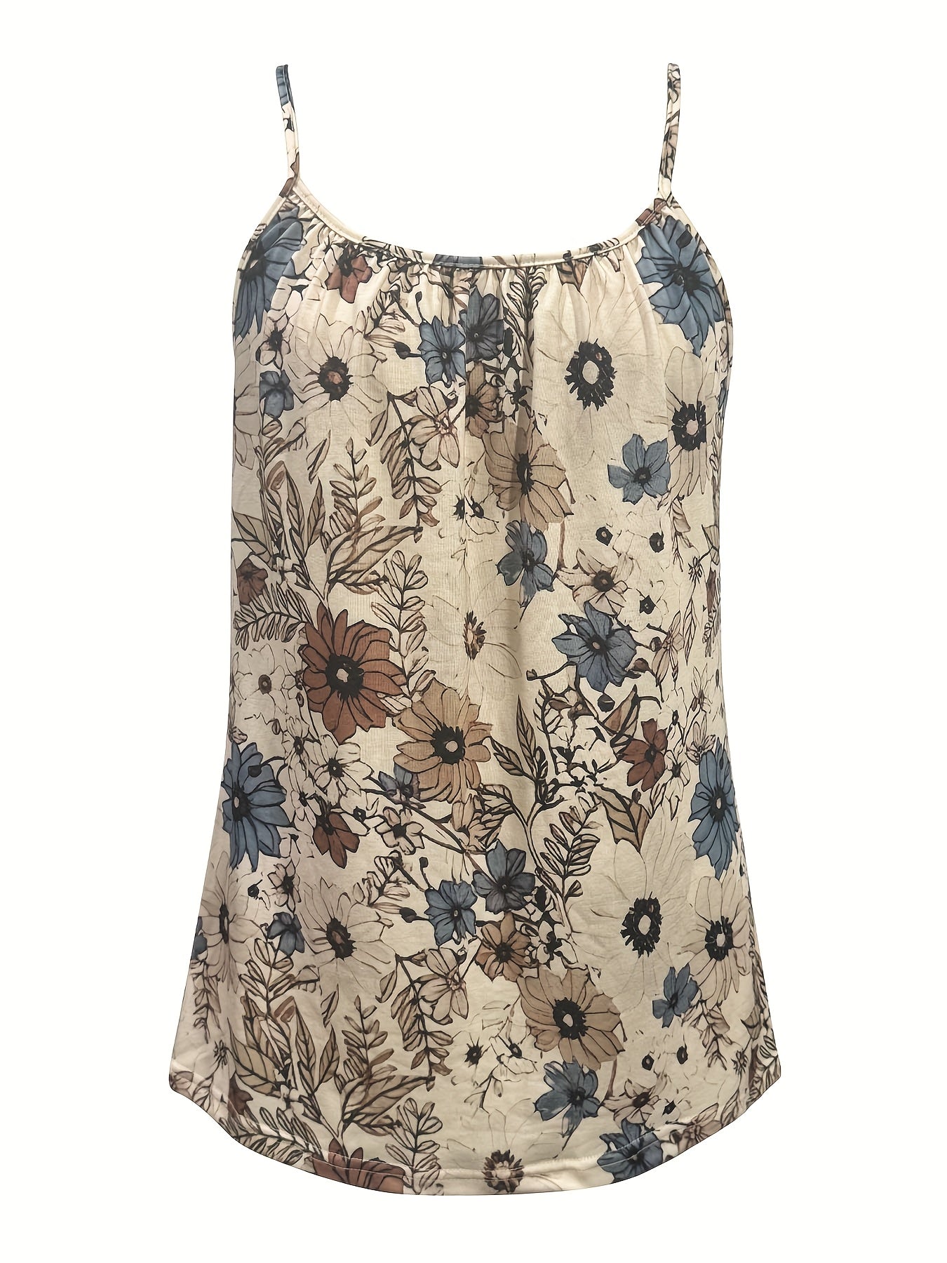 Rin - Floral Print Spaghetti Strap Tank Top