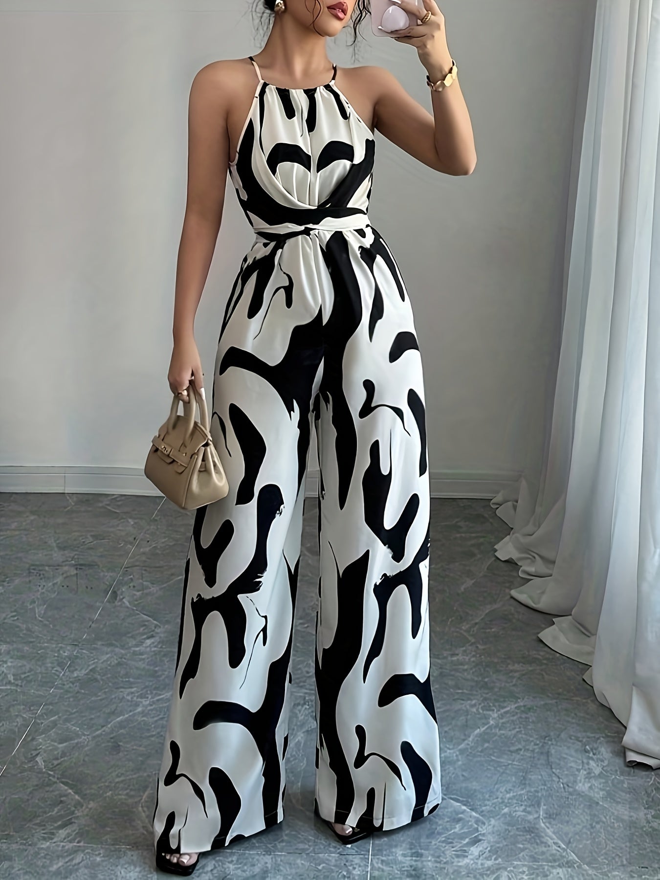 Arden - Elegant Off-Shoulder Print Jumpsuit