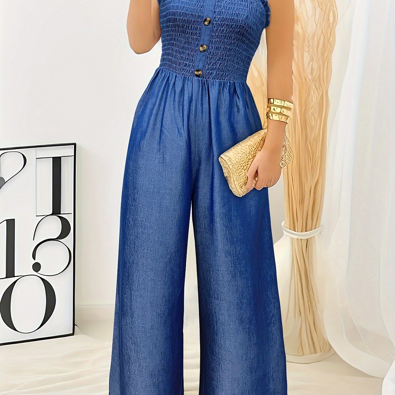 Marion - Ruched Trim Button Jumpsuit