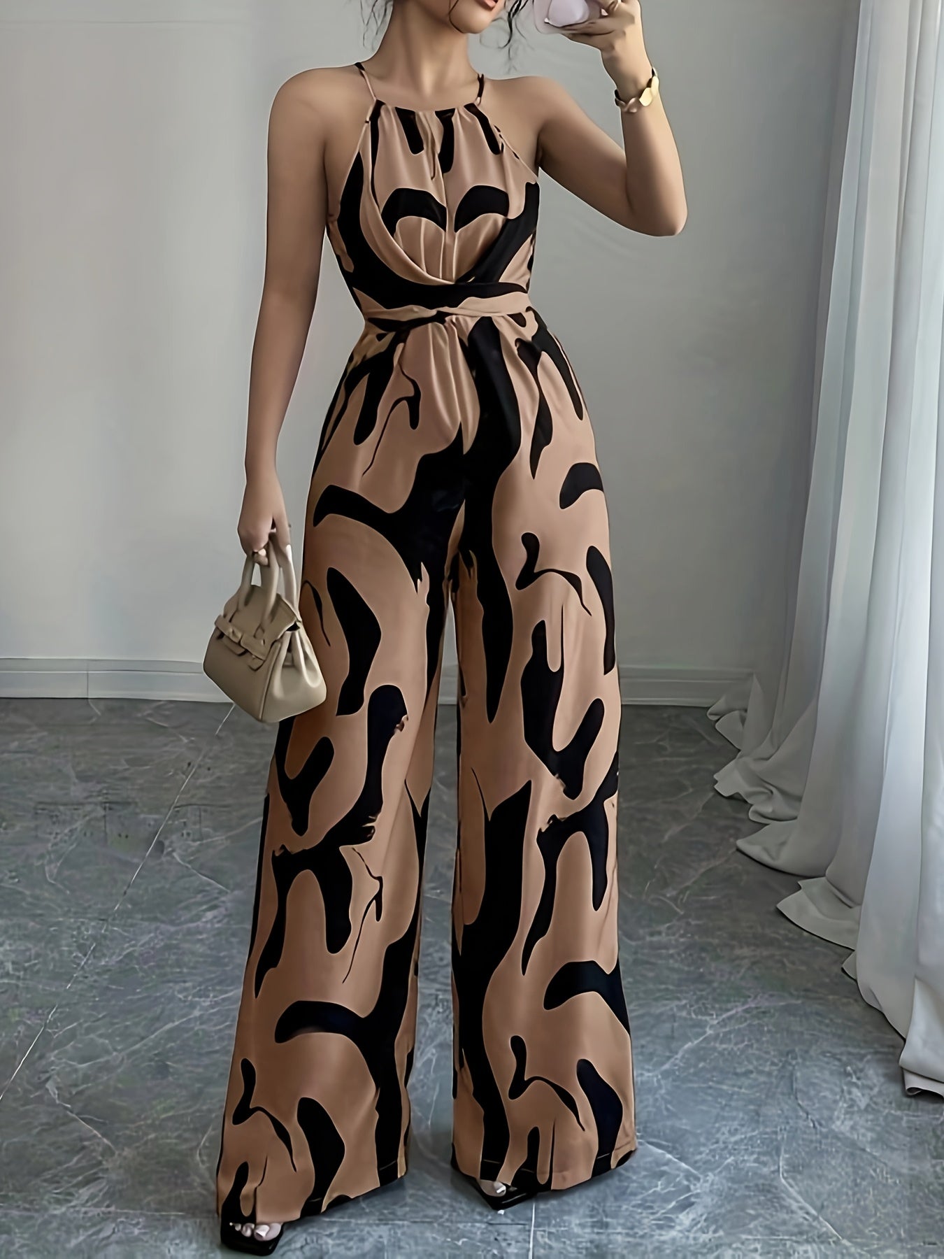 Arden - Elegant Off-Shoulder Print Jumpsuit