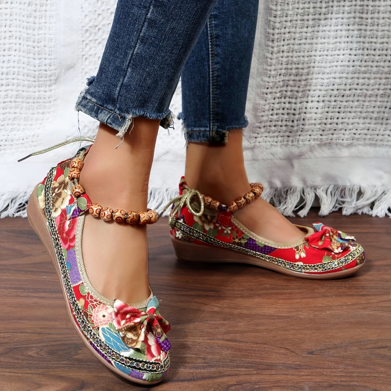 Kana - Floral Print Flat Shoes