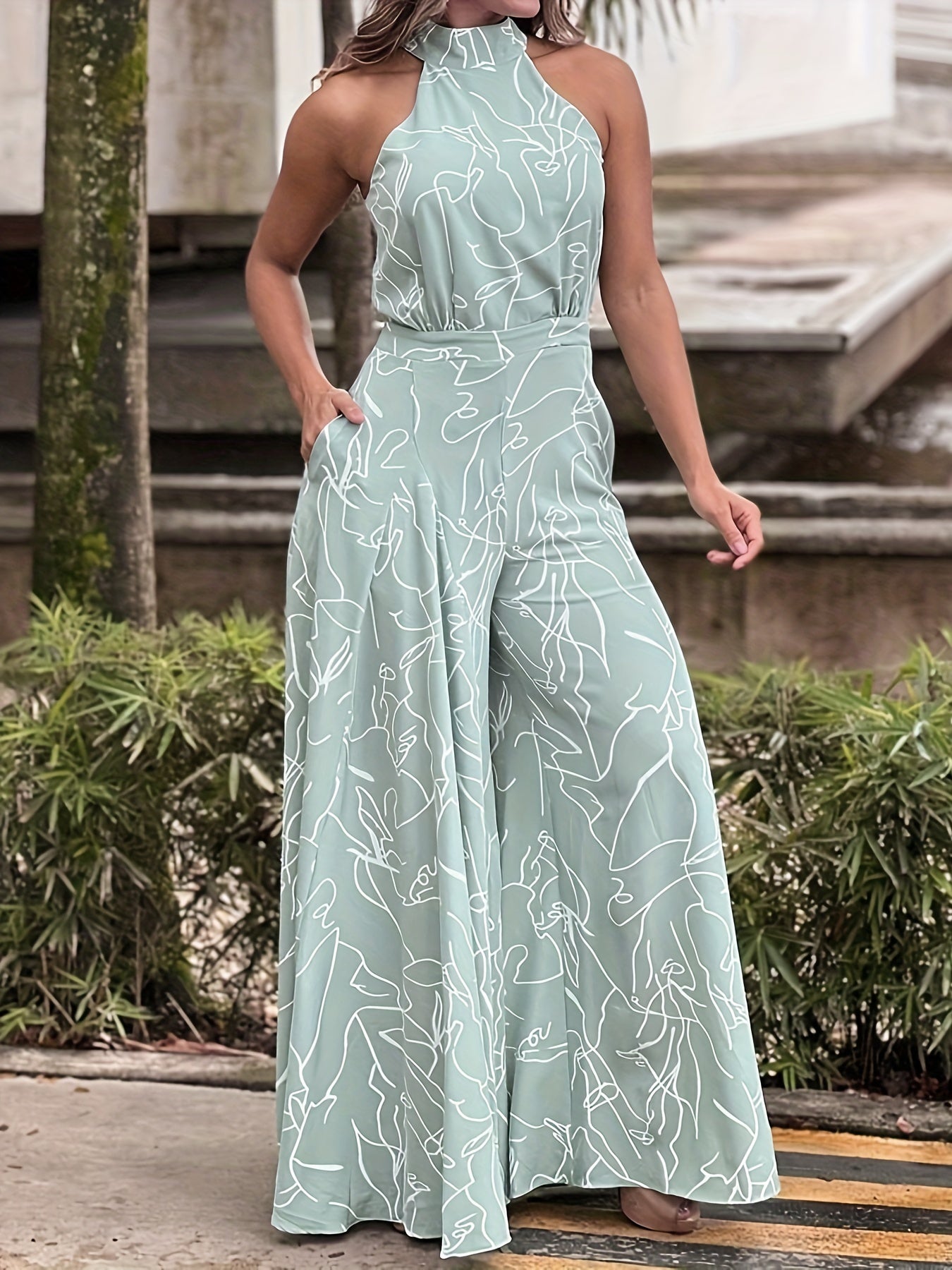 Sandrine - Abstract Print Wide Leg Jumpsuit