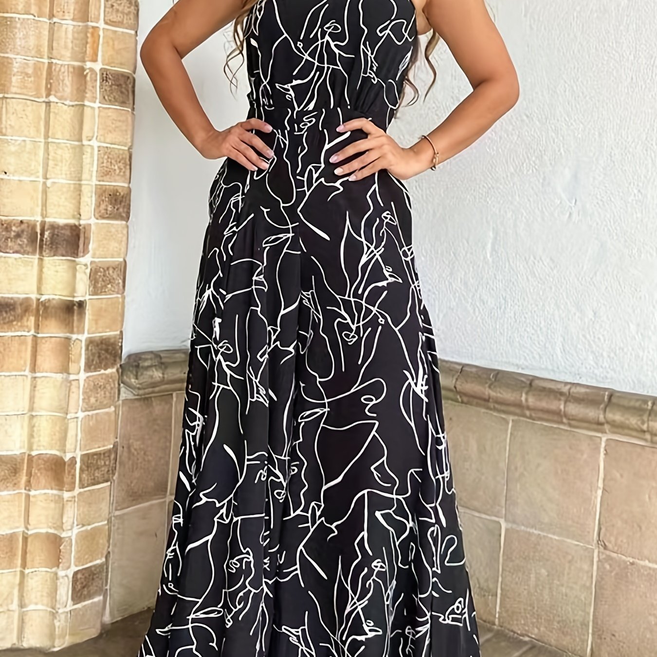 Sandrine - Abstract Print Wide Leg Jumpsuit