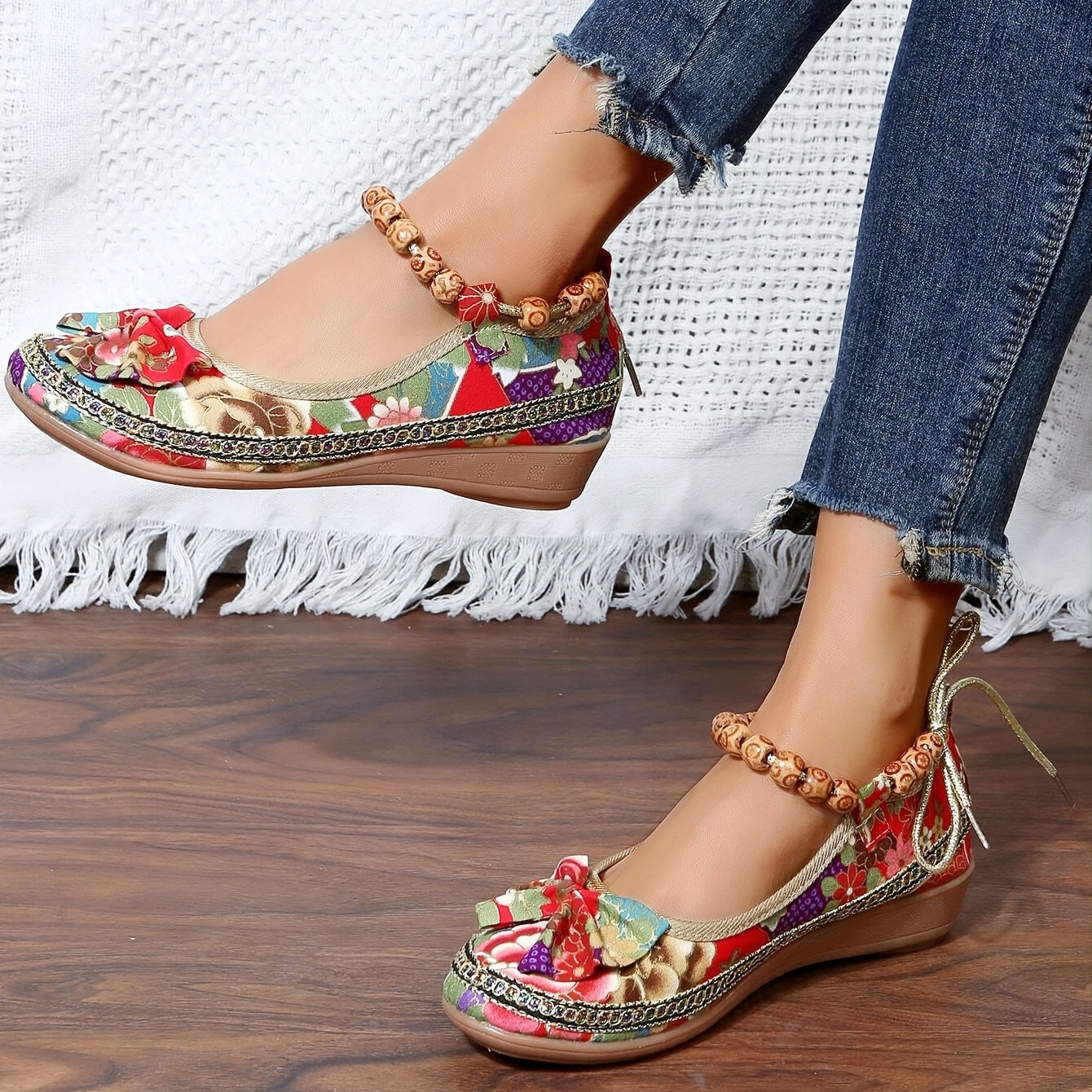 Kana - Floral Print Flat Shoes