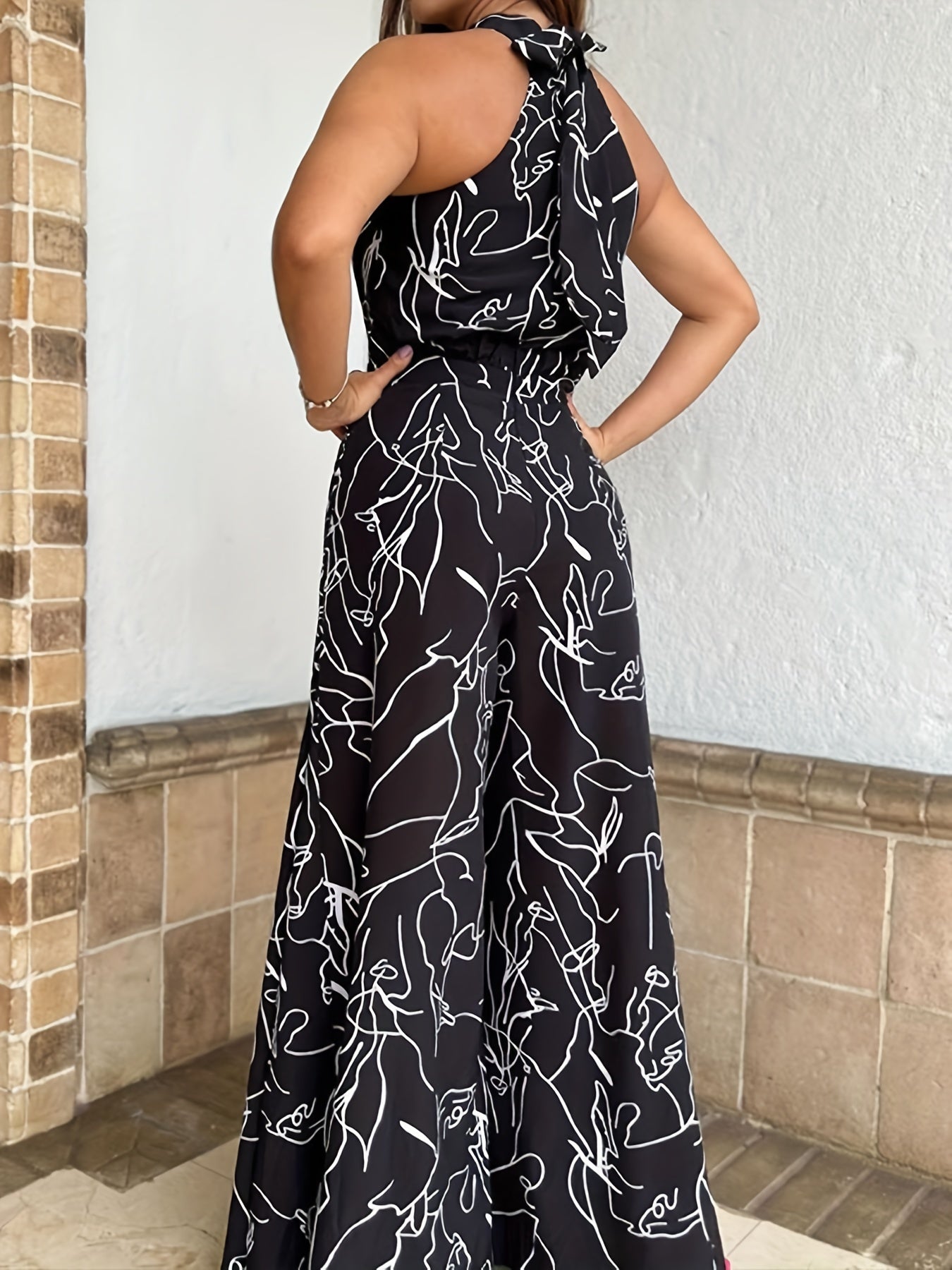 Sandrine - Abstract Print Wide Leg Jumpsuit