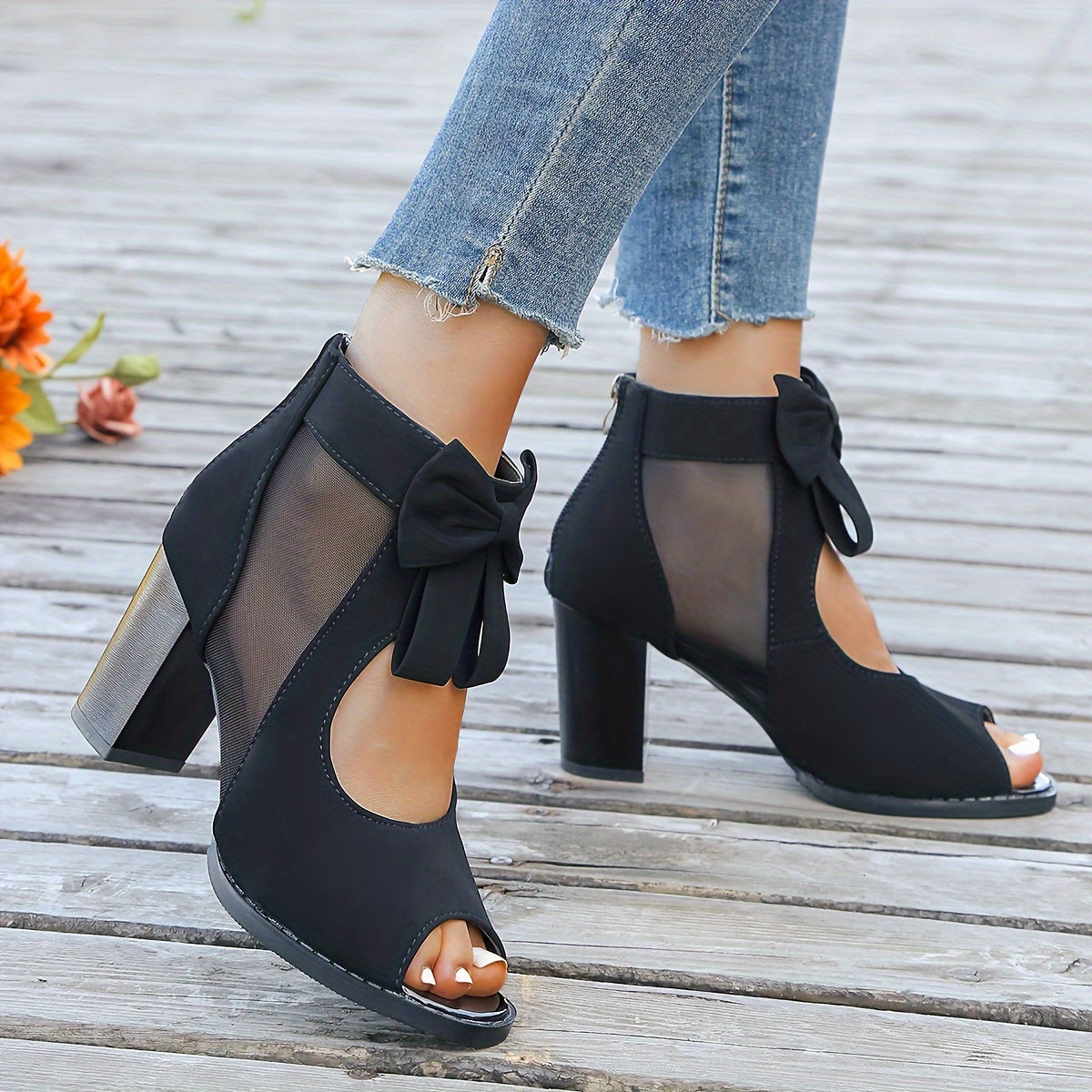 Shitalie - Bow Block Heeled Sandals