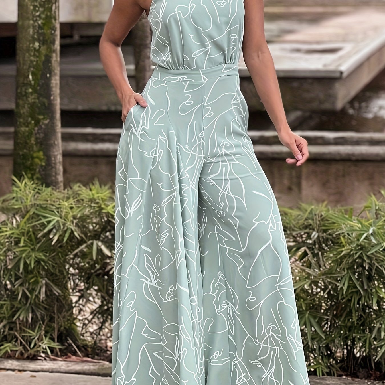 Sandrine - Abstract Print Wide Leg Jumpsuit