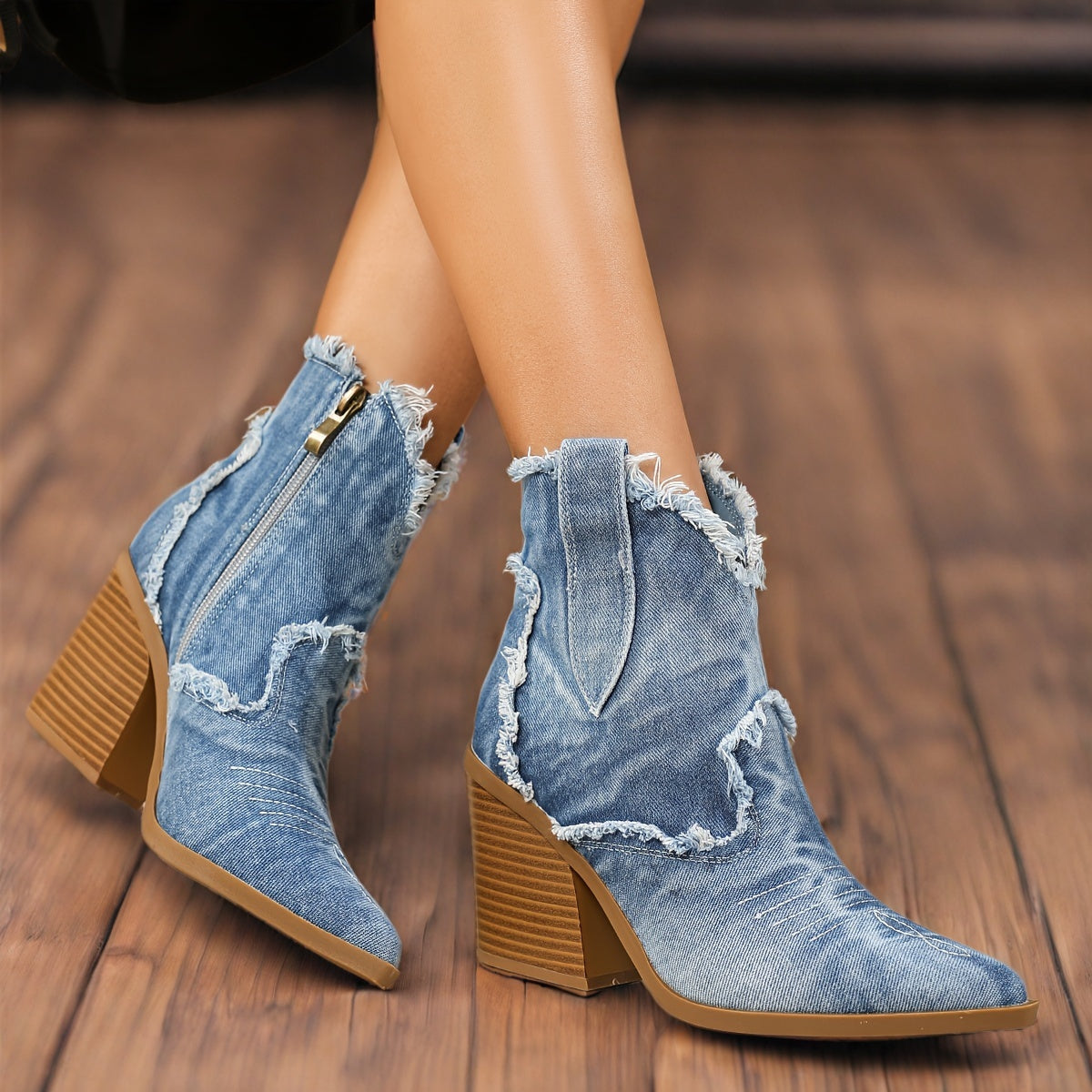Amie - Denim Cowboy Boots